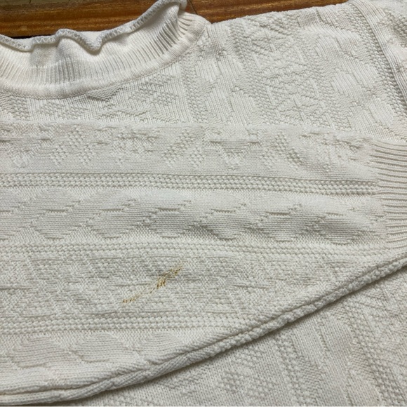 Textured Pullover Knit Sweater Ivory Acrylic Roll Neck Vintage 90s Simply Basic - Picture 3 of 8